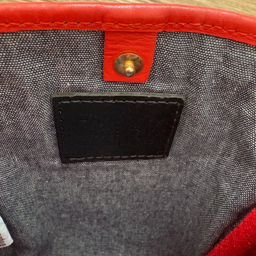 Clare V. Poche Crossbody Bag Bright Poppy Red Woven Leather Phone Pouch - Picture 4 of 4